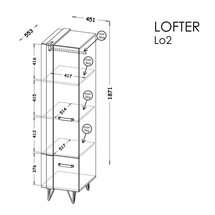 Lofter LO2 Tall Cabinet 45cm - Image 5