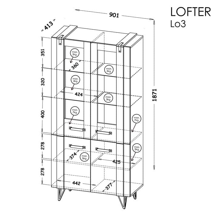 Lofter LO3 Display Cabinet 90cm - Image 5