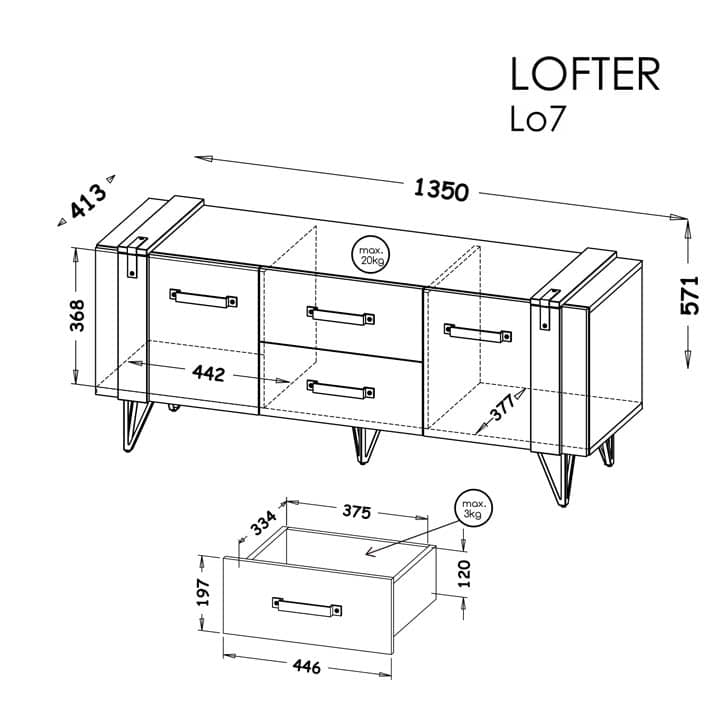 Lofter LO7 TV Cabinet 135cm - Image 6