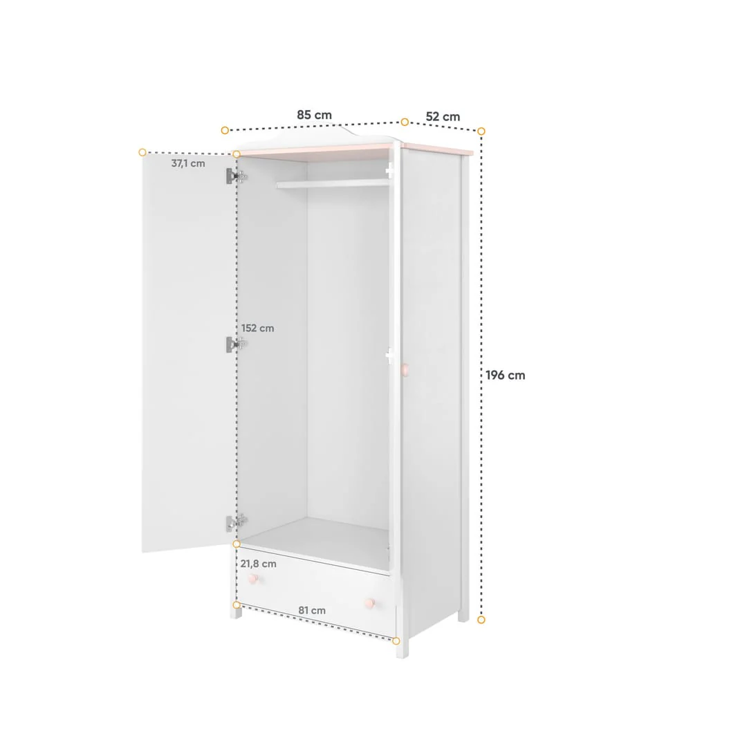 Luna LN-01 Hinged Wardrobe 85cm - Image 3