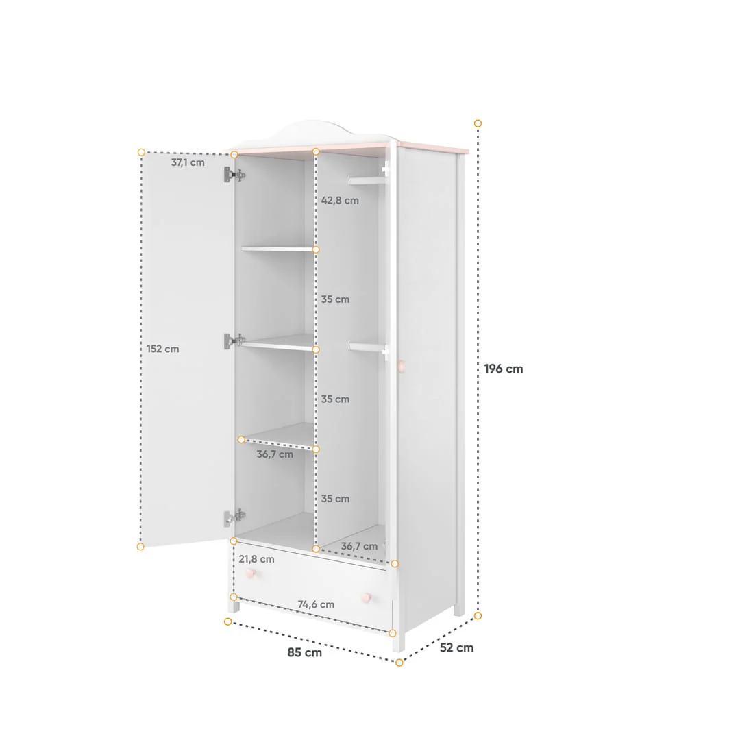 Luna LN-12 Hinged Wardrobe 85cm - Image 3