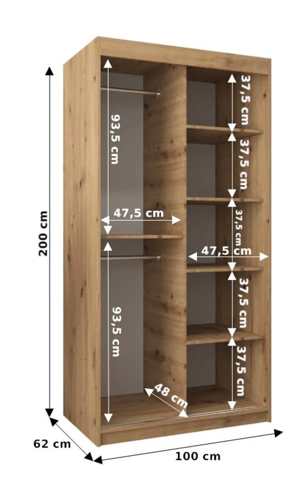 Madrid Sliding Door Wardrobe 100cm - Image 4