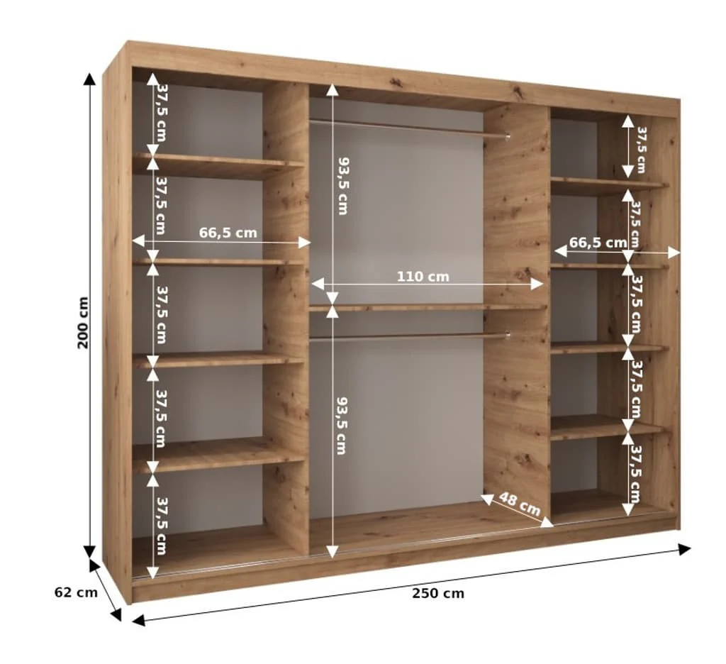 Madrid Sliding Door Wardrobe 250cm - Image 4