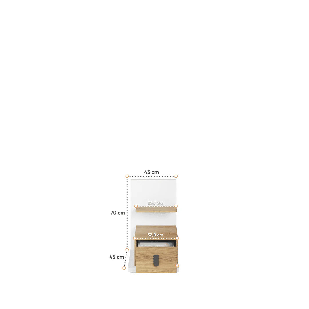 Massi MS-08 Bedside Table 43cm - Image 3