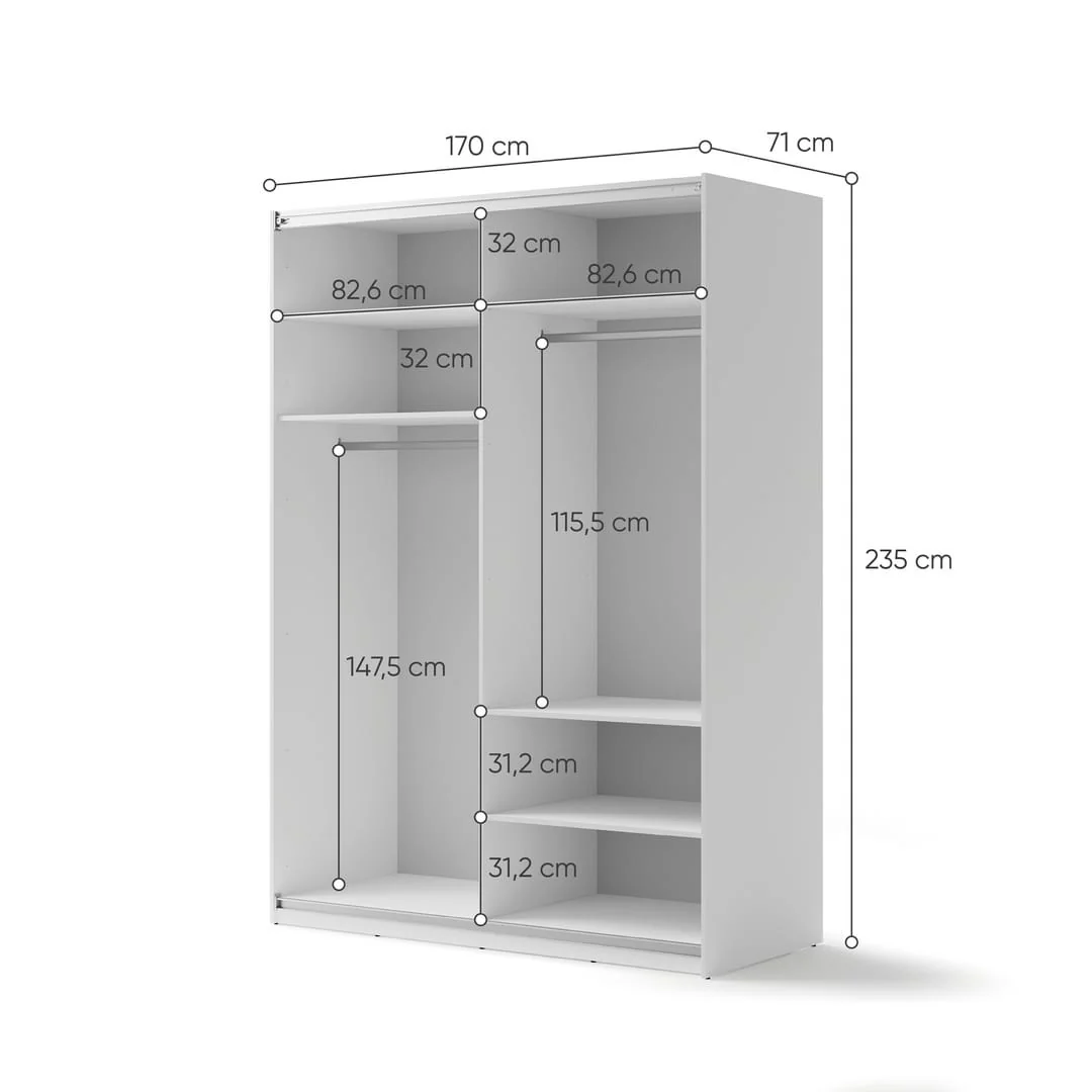 Maxi MX-03 Sliding Door Wardrobe 170cm - Image 4