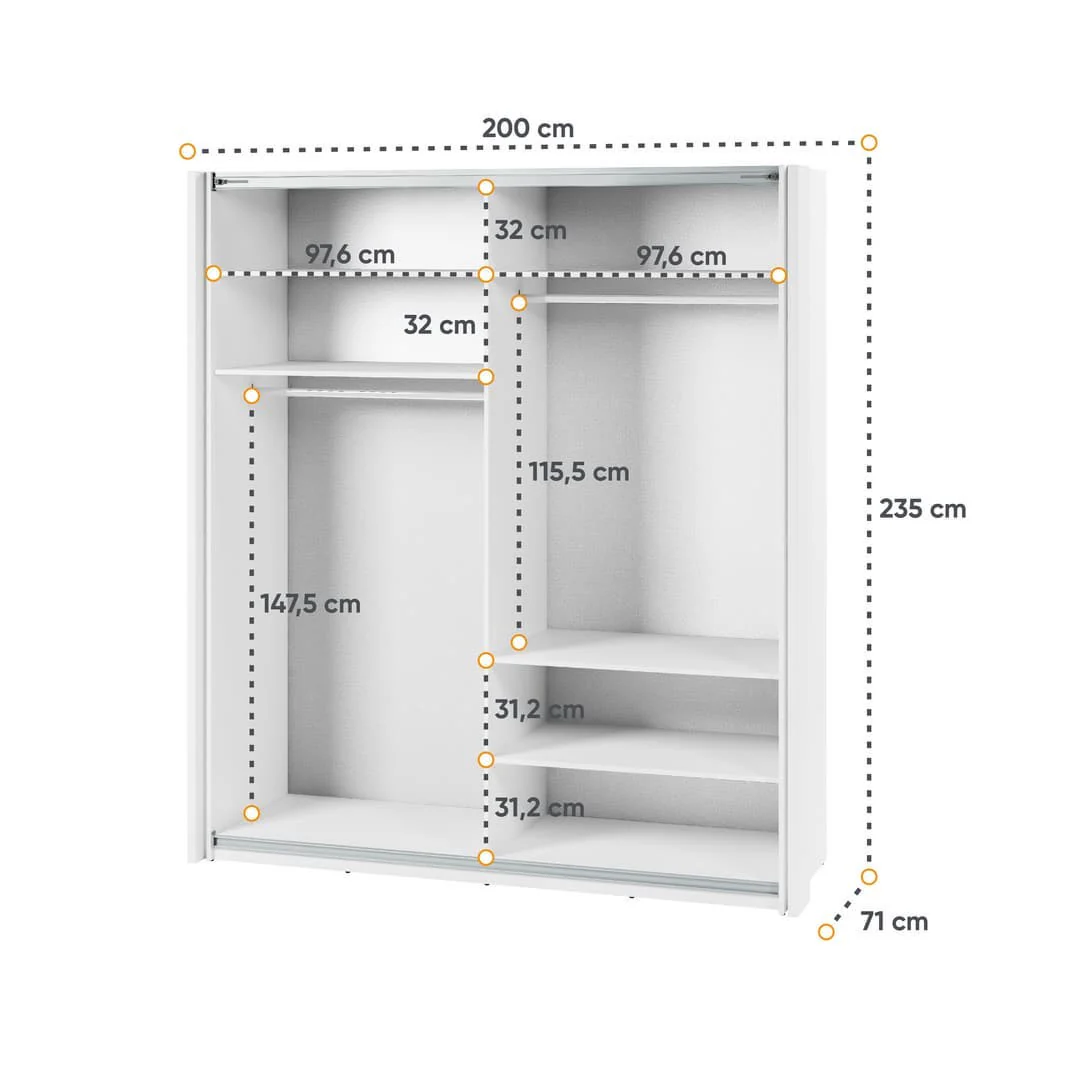 Maxi MX-04 Sliding Door Wardrobe 200cm - Image 4