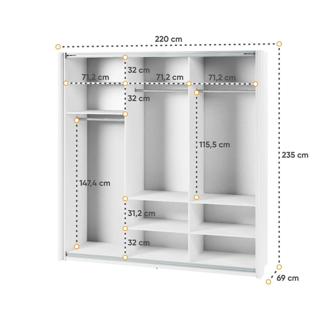 Maxi MX-05 Sliding Door Wardrobe 220cm - Image 4