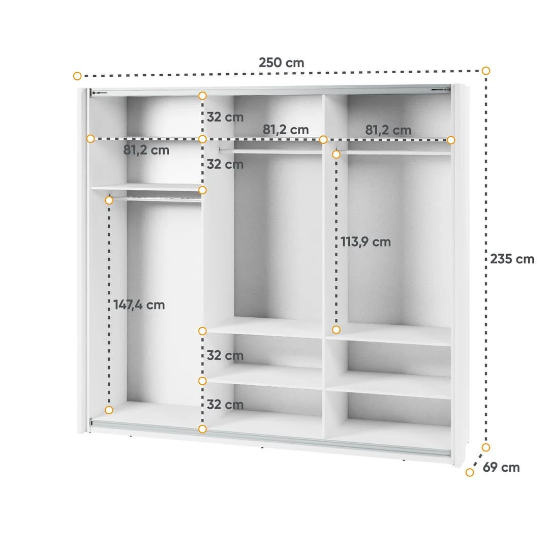 Maxi MX-06 Sliding Door Wardrobe 250cm - Image 4