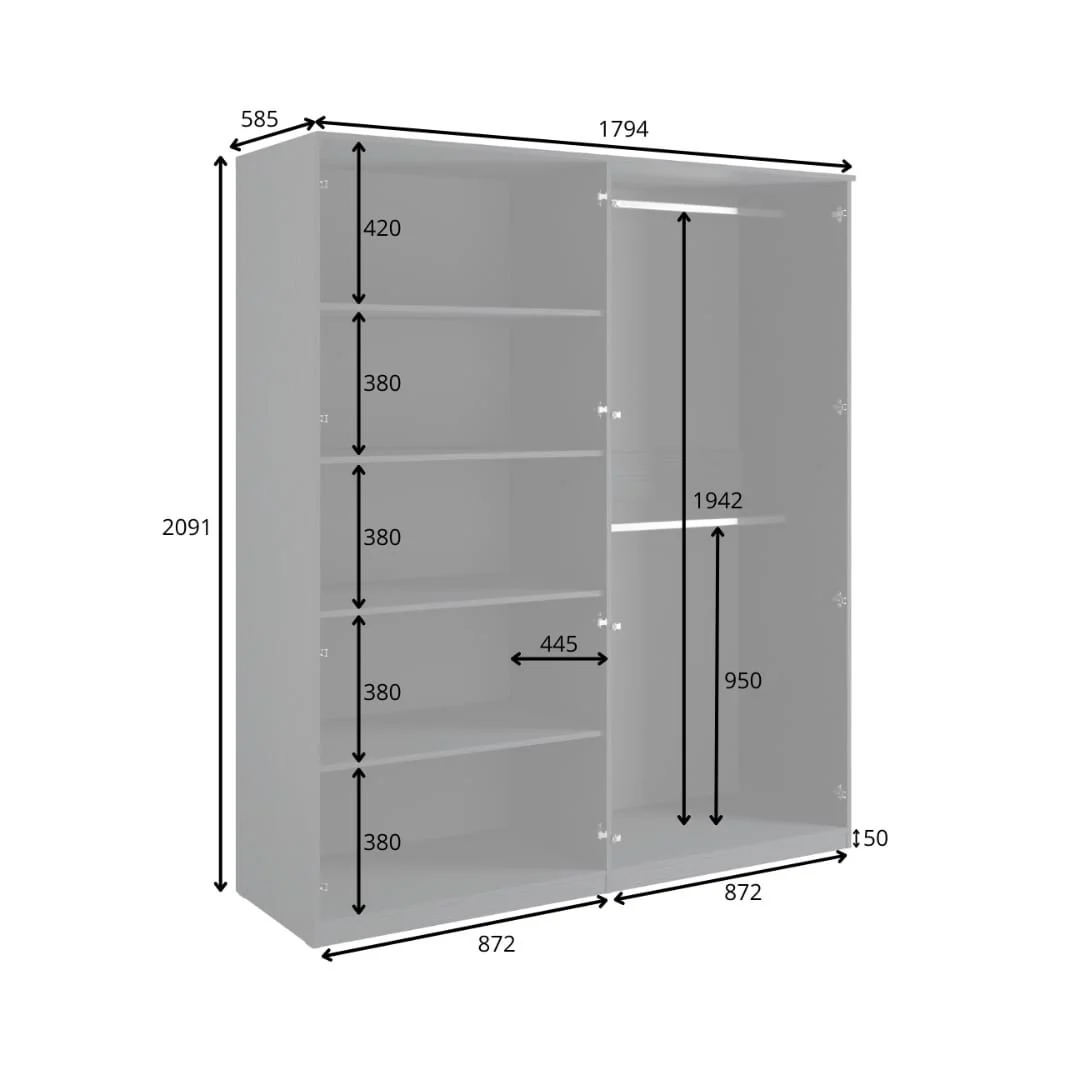Mond Hinged Door Wardrobe 180cm - Image 5