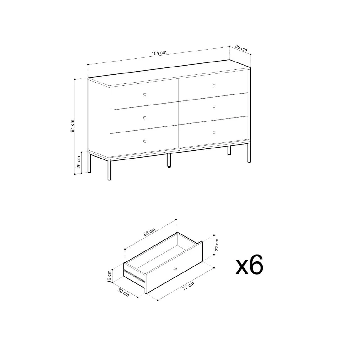 Mono Chest Of Drawers 154cm - Image 6
