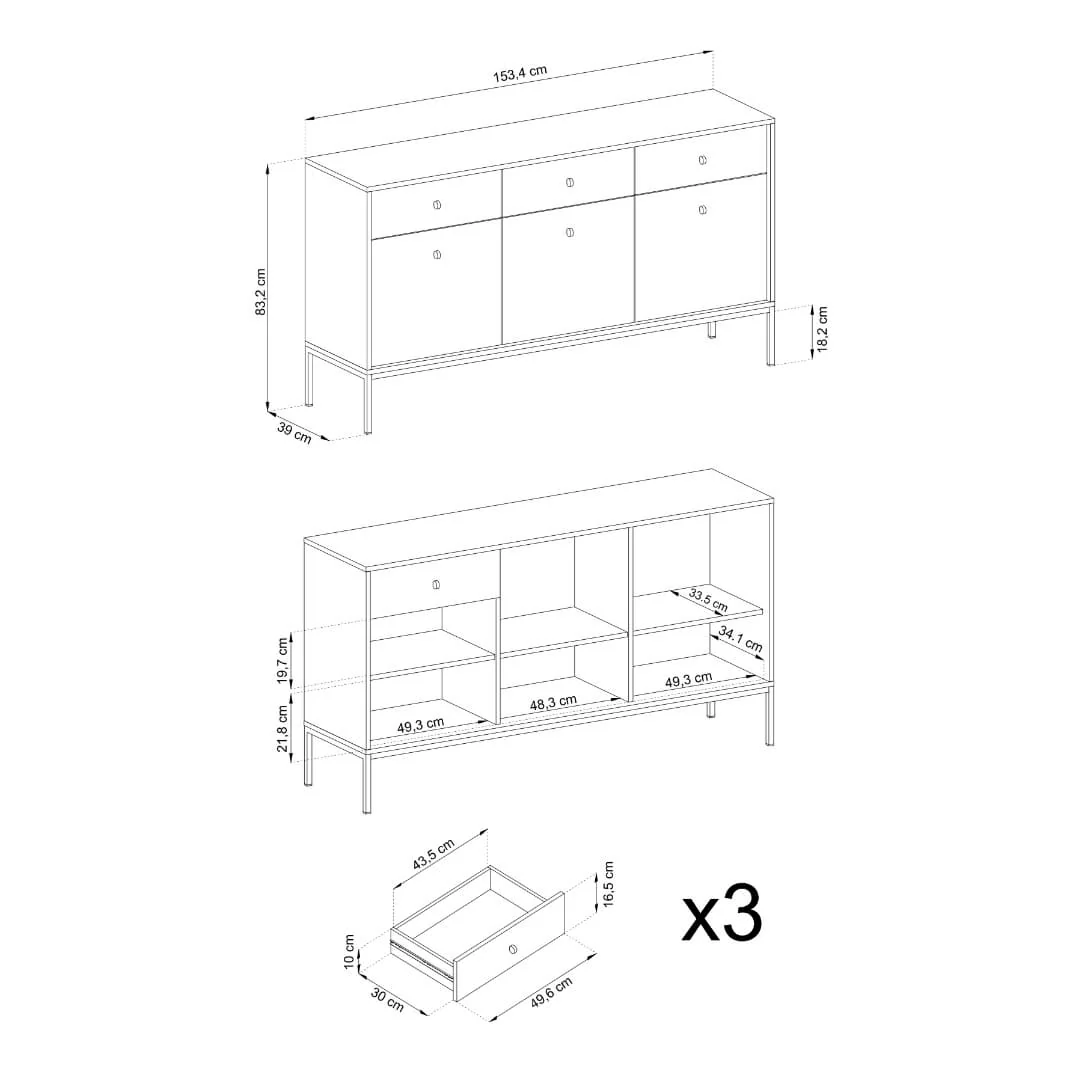 Mono Large Sideboard Cabinet 154cm - Image 15