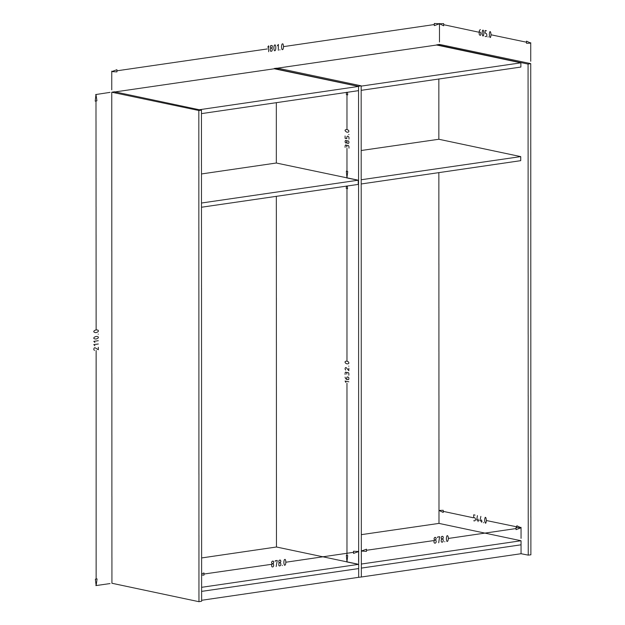Moore Sliding Door Wardrobe 200cm - Image 2