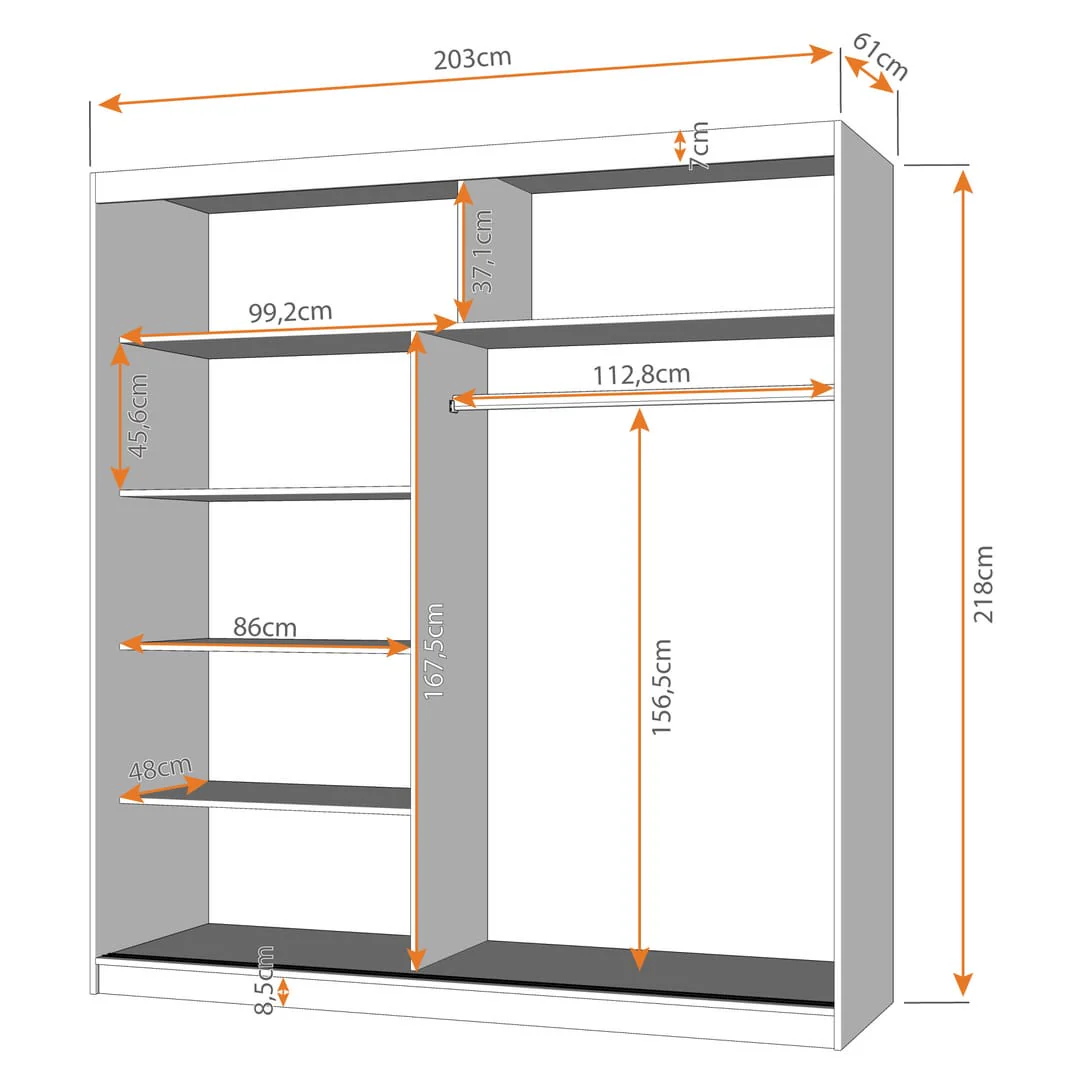 Multi 31 Sliding Door Wardrobe 203cm - Image 5