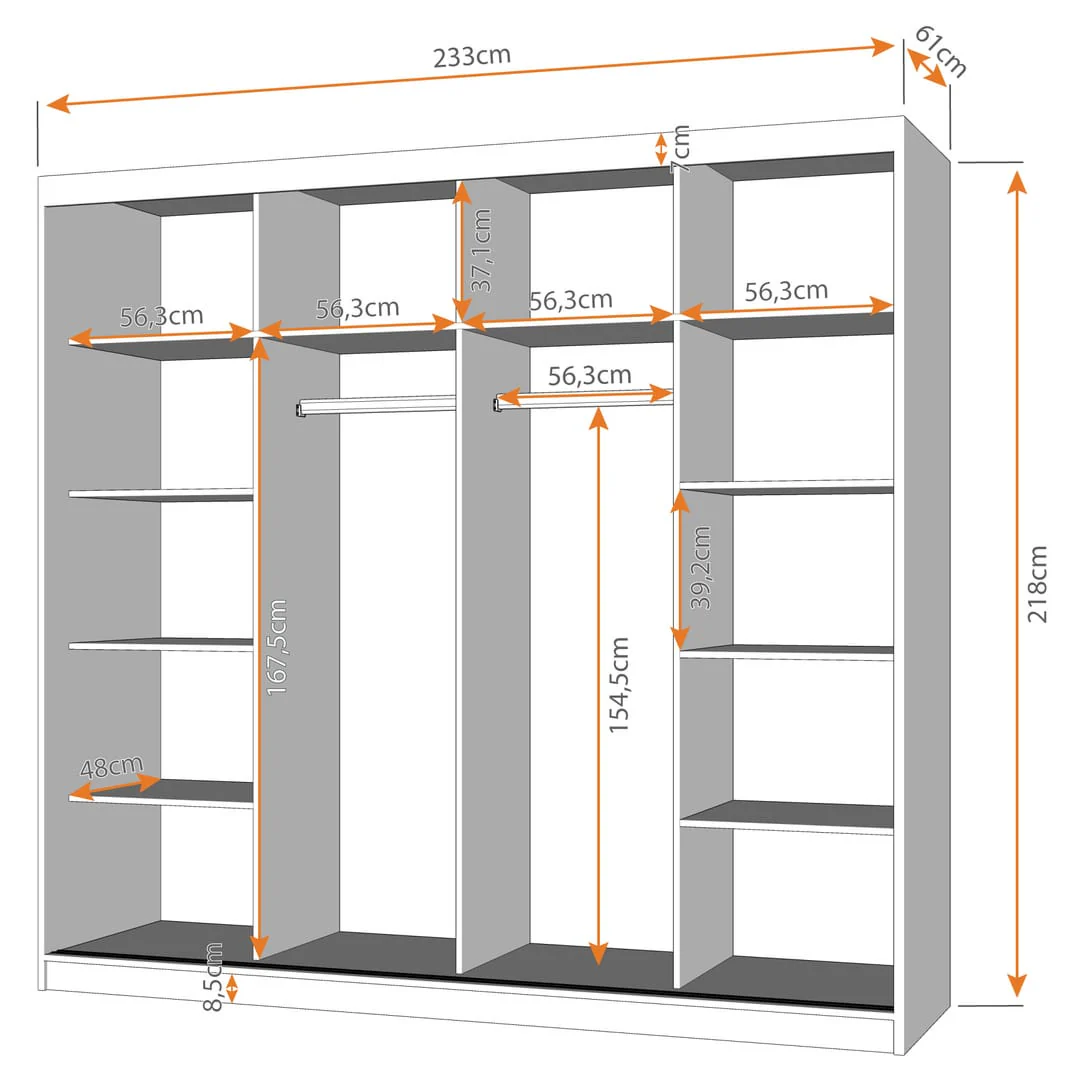 Multi 31 Sliding Door Wardrobe 233cm - Image 5