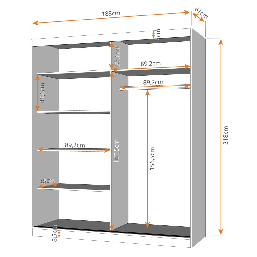Multi 31 Sliding Door Wardrobe 183cm - Image 5