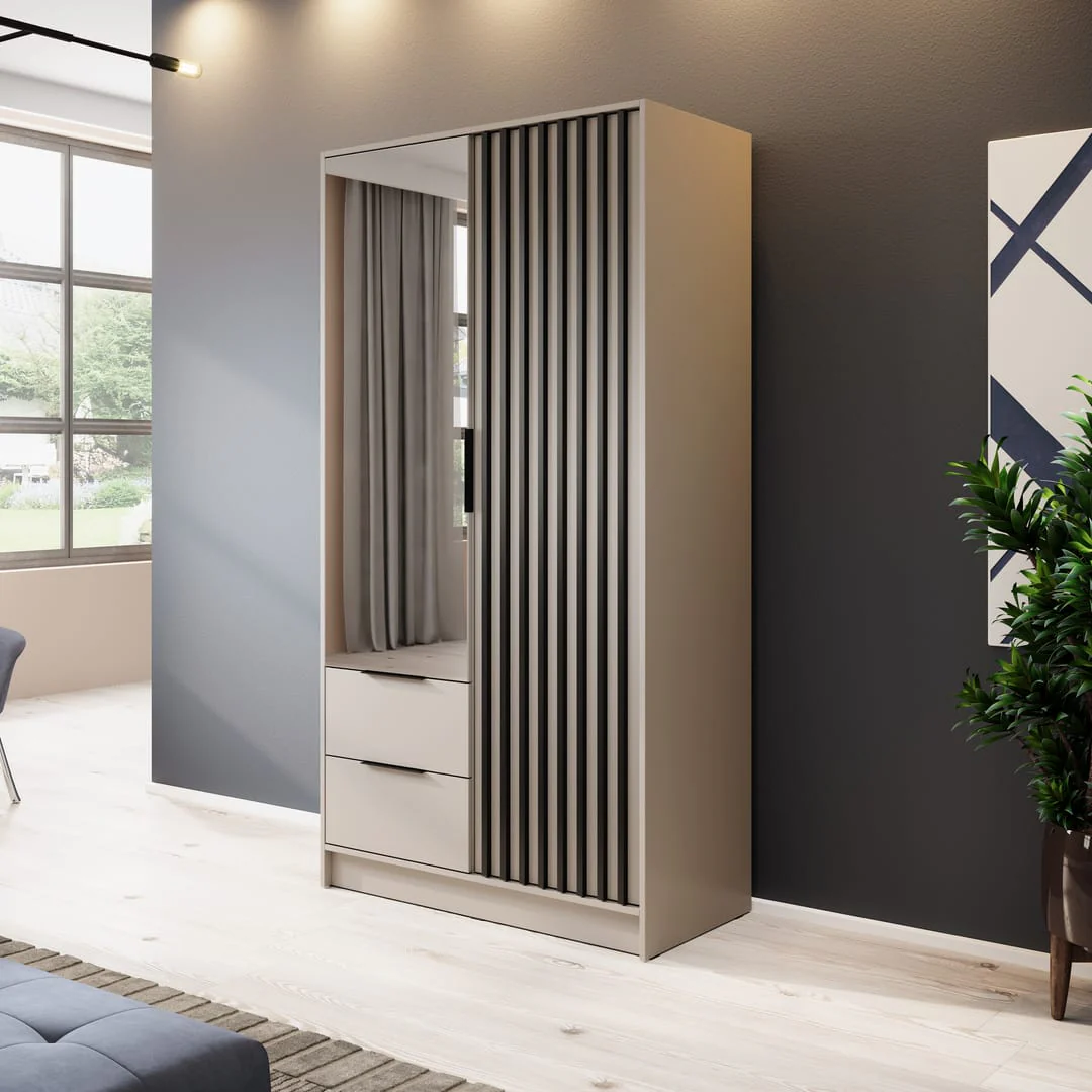 Nelly Hinged Door Wardrobe 105cm [Mirror]