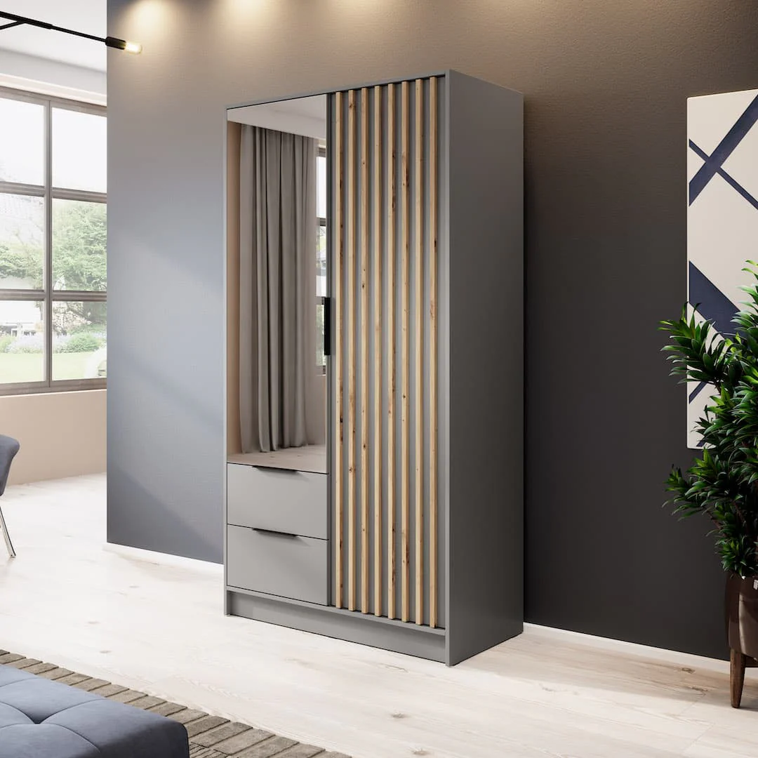 Nelly Hinged Door Wardrobe 105cm [Mirror] - Image 10