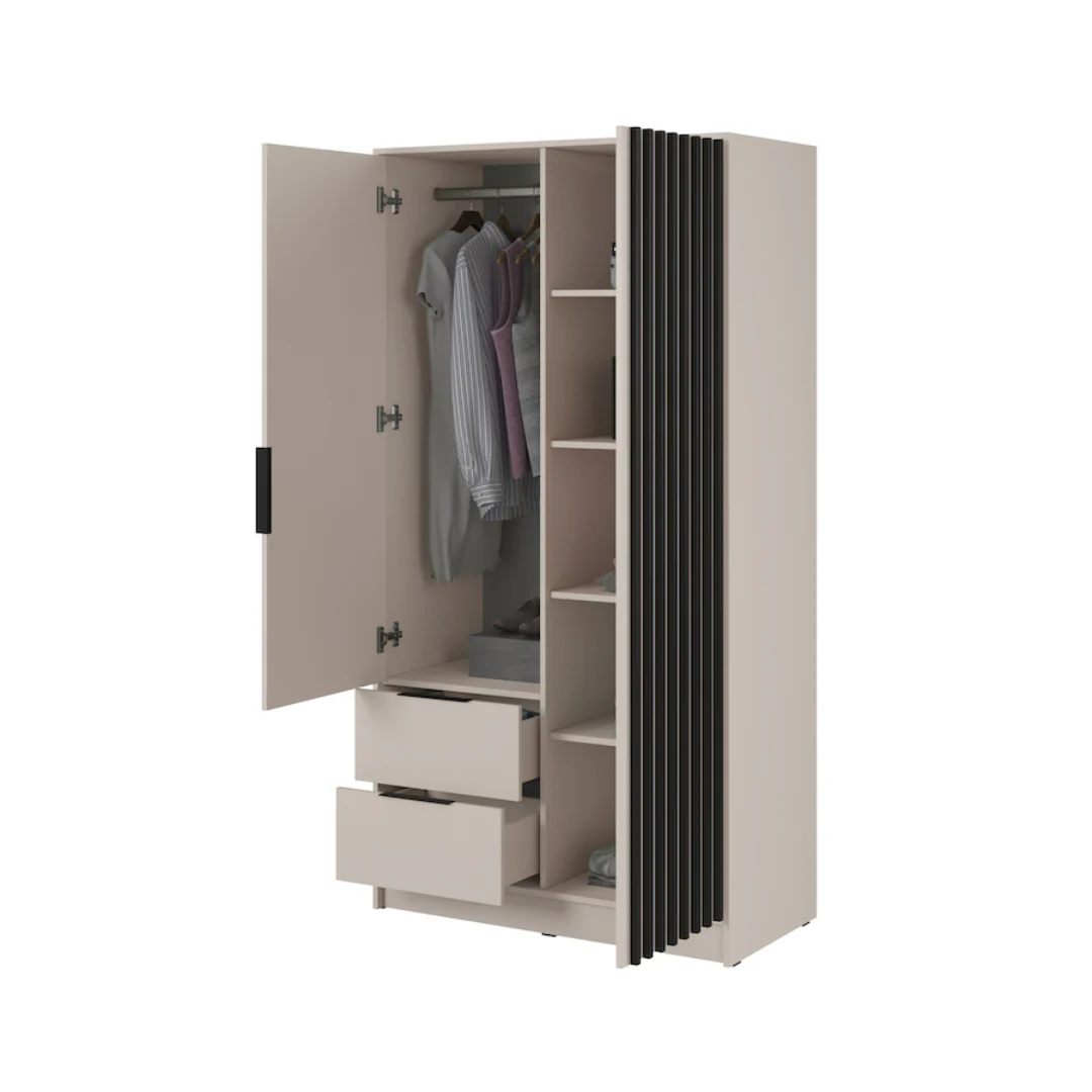 Nelly Hinged Door Wardrobe 105cm [Mirror] - Image 3