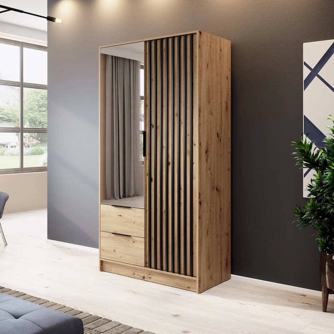 Nelly Hinged Door Wardrobe 105cm [Mirror] - Image 4