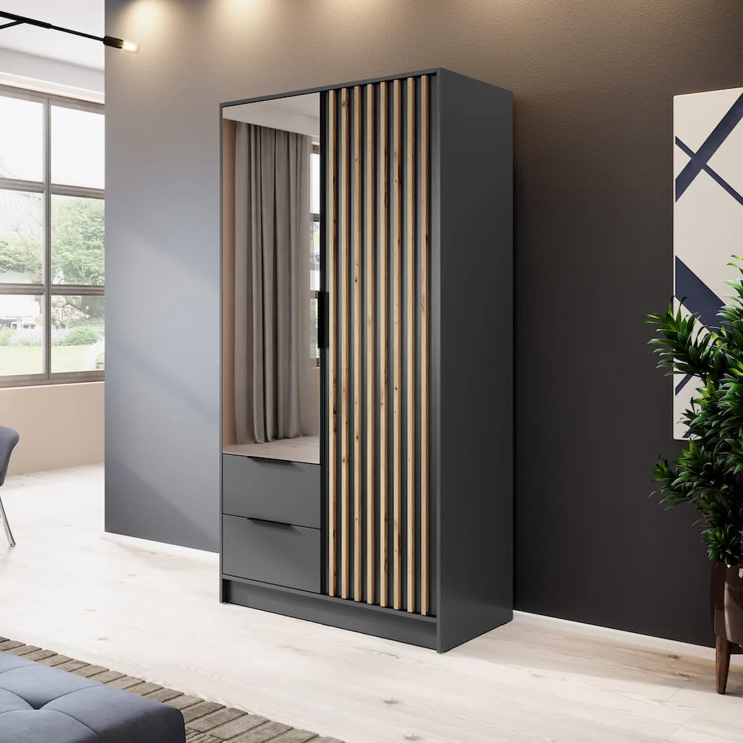 Nelly Hinged Door Wardrobe 105cm [Mirror] - Image 7