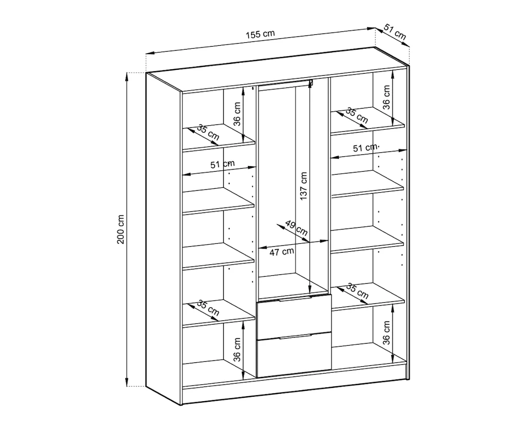 Nelly Hinged Door Wardrobe 155cm - Image 13