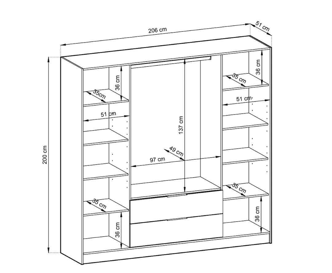 Nelly Hinged Door Wardrobe 206cm - Image 13