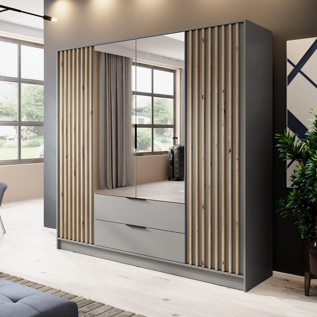 Nelly Hinged Door Wardrobe 206cm [Mirror] - Image 10
