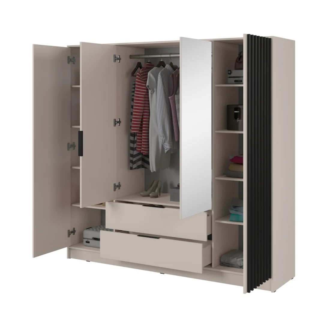 Nelly Hinged Door Wardrobe 206cm [Mirror] - Image 3