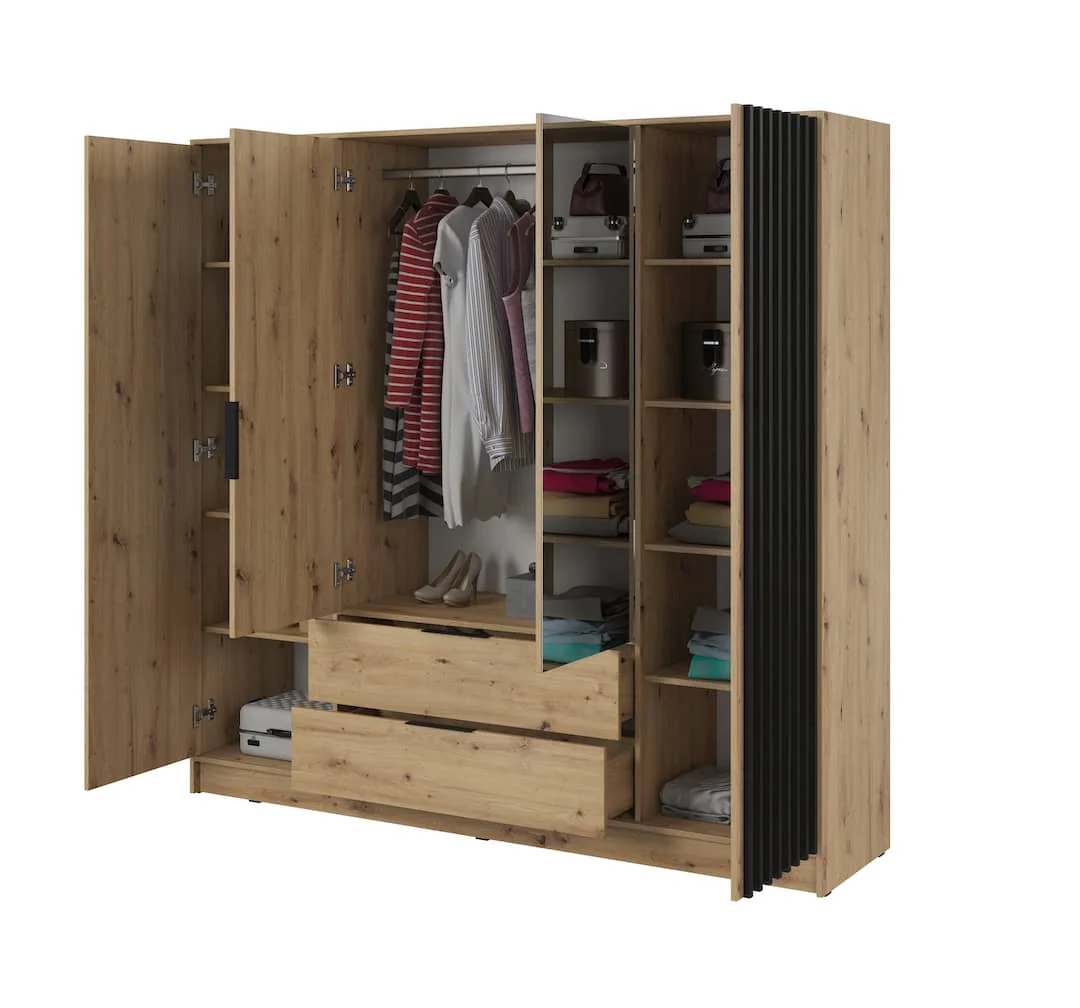 Nelly Hinged Door Wardrobe 206cm [Mirror] - Image 6