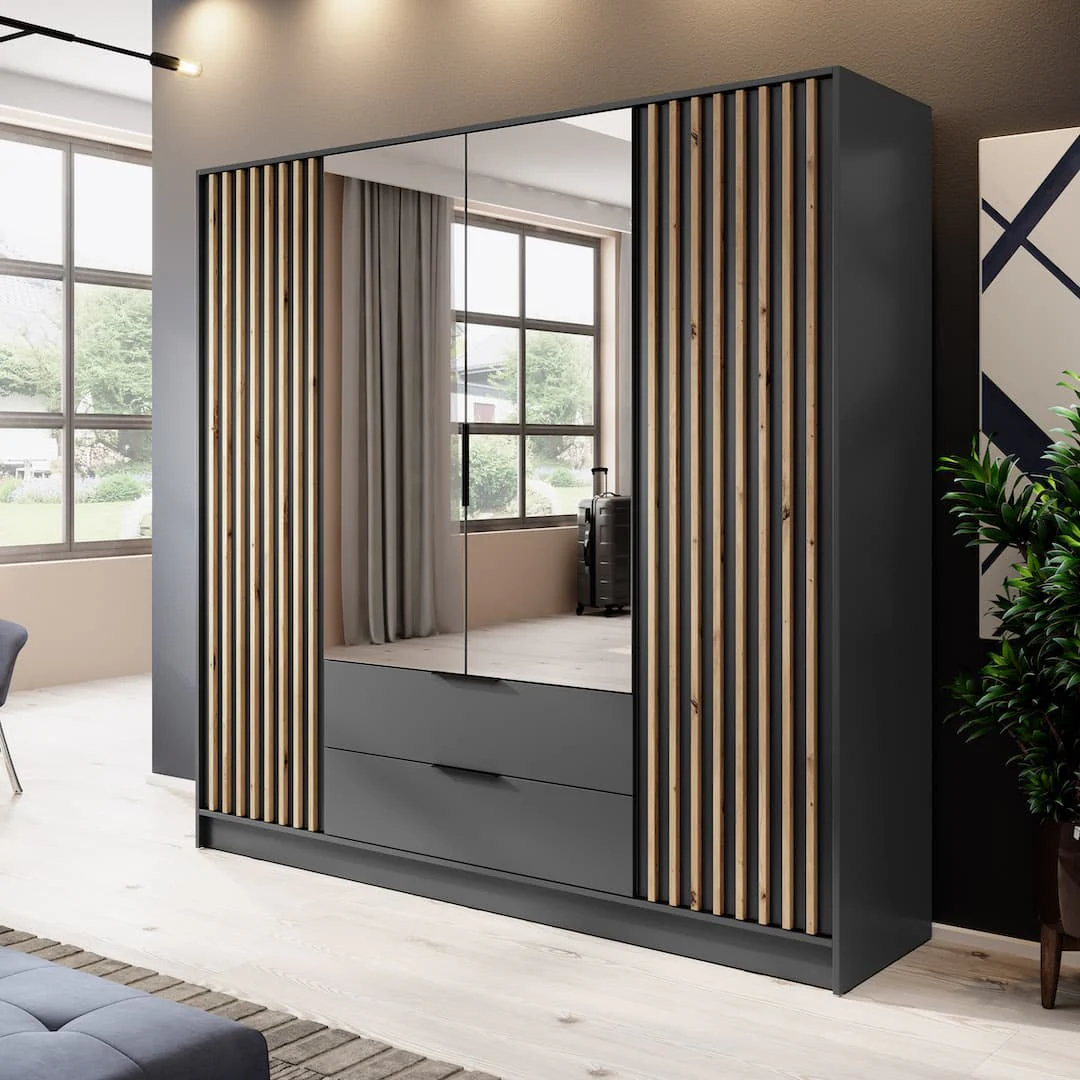 Nelly Hinged Door Wardrobe 206cm [Mirror] - Image 7