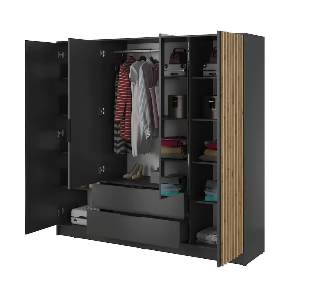 Nelly Hinged Door Wardrobe 206cm [Mirror] - Image 9
