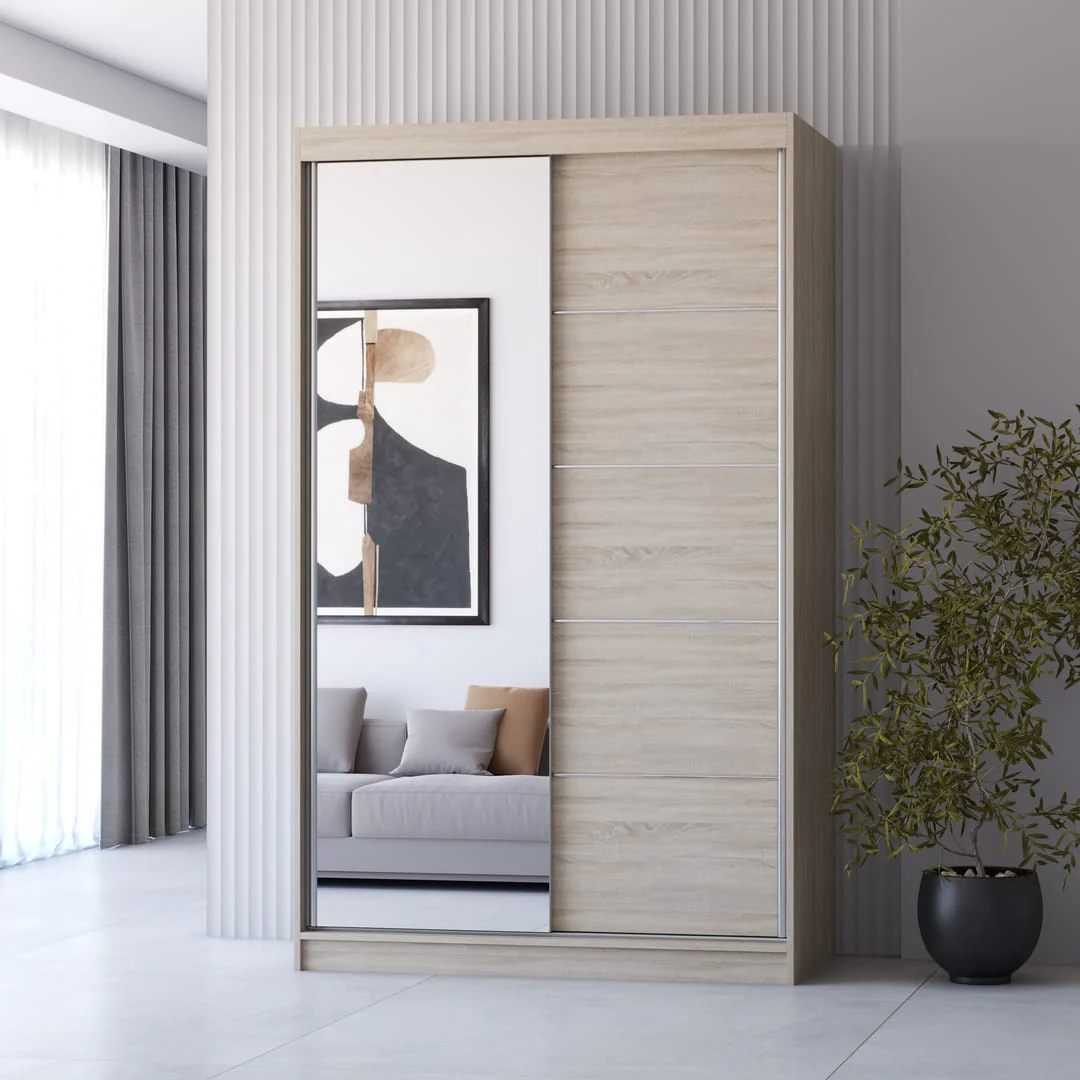 Neomi 05 Sliding Door Wardrobe 120cm - Image 3