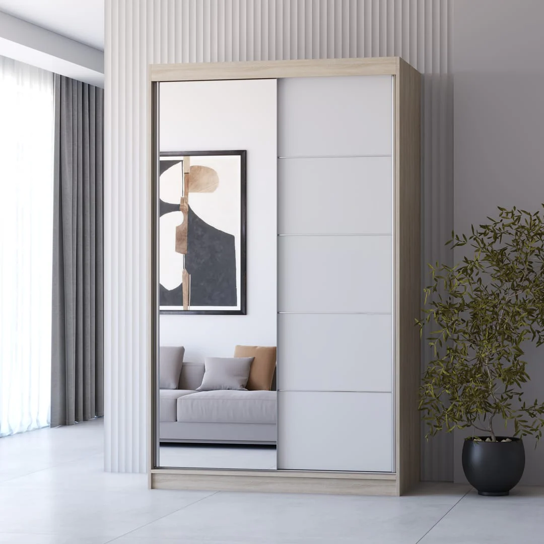 Neomi 05 Sliding Door Wardrobe 120cm - Image 4
