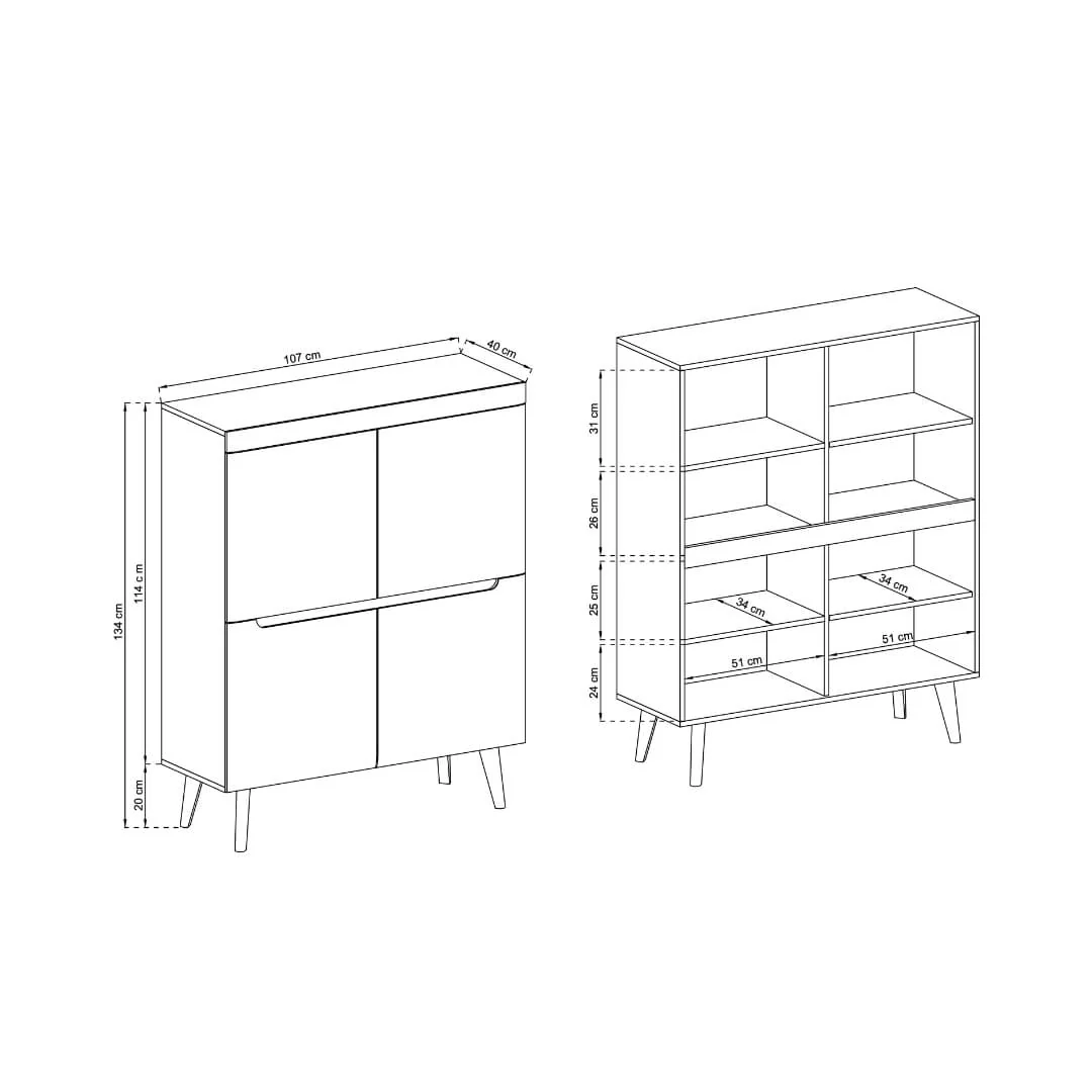 Nordi Highboard Cabinet 107cm - Image 6