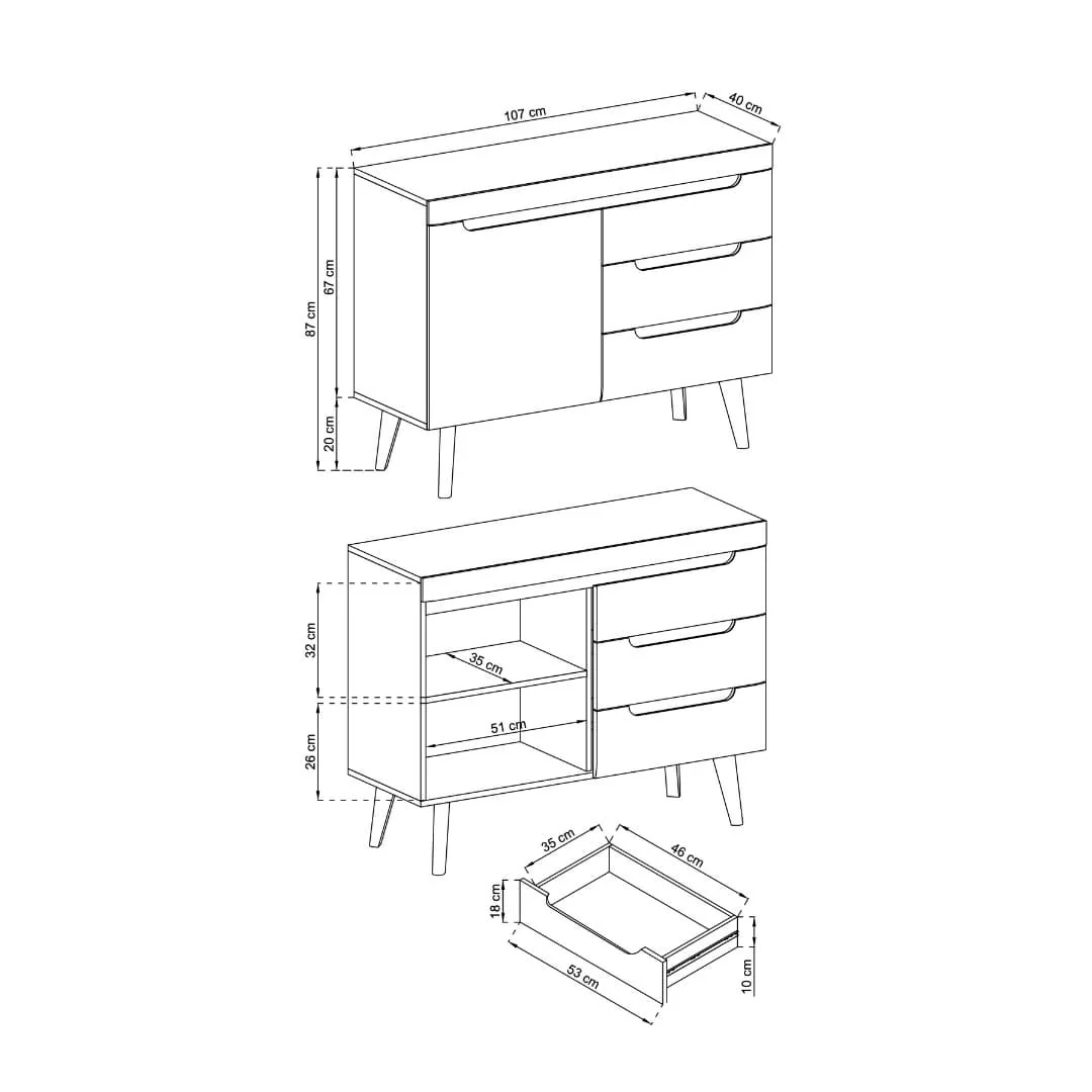 Nordi Sideboard Cabinet 107cm - Image 6