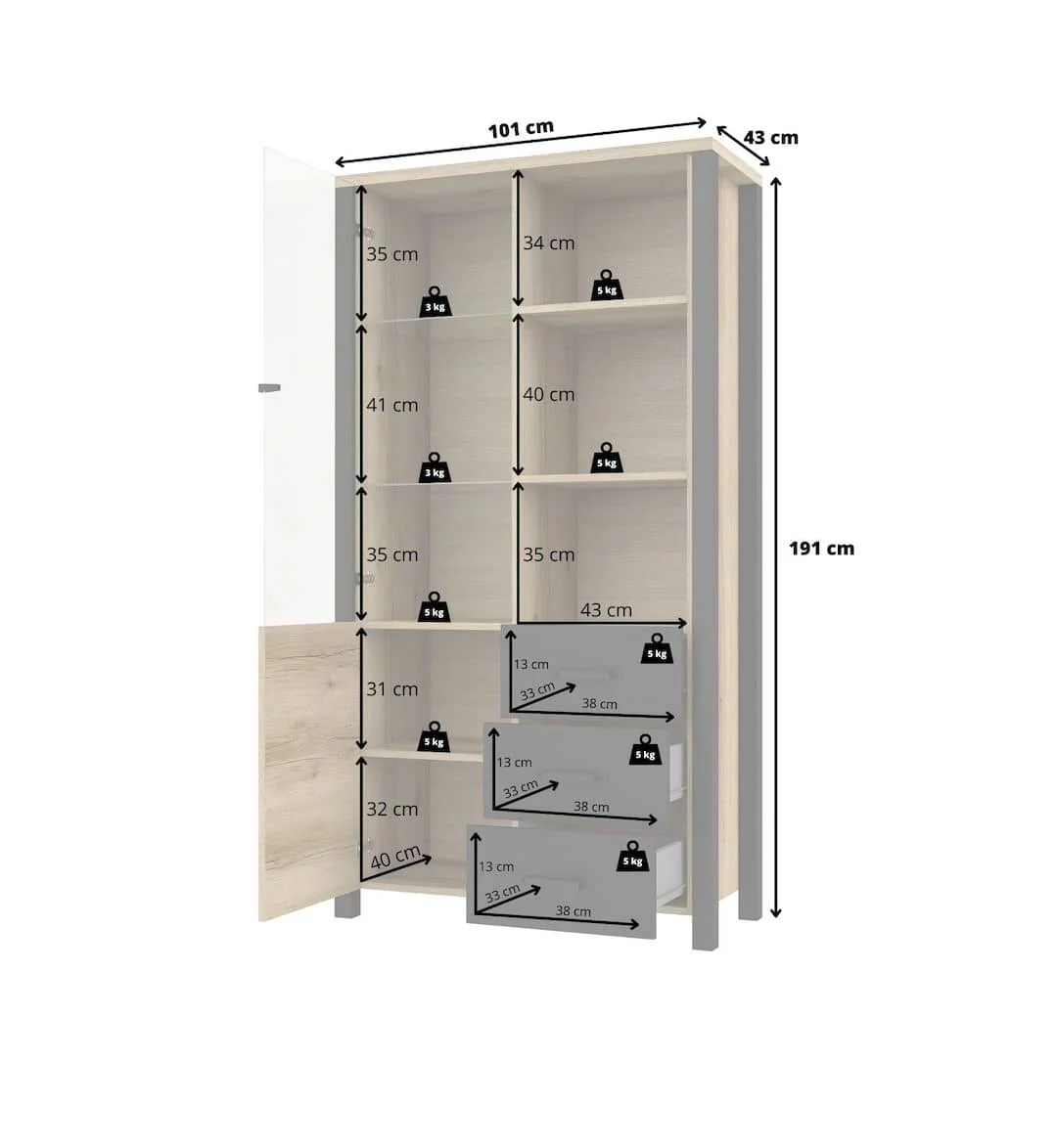 Olin 13 Display Cabinet 101cm - Image 2