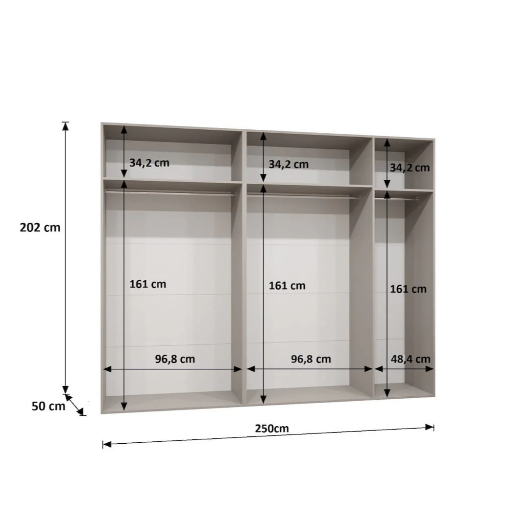 Bari I Hinged Door Wardrobe 250cm - Image 7