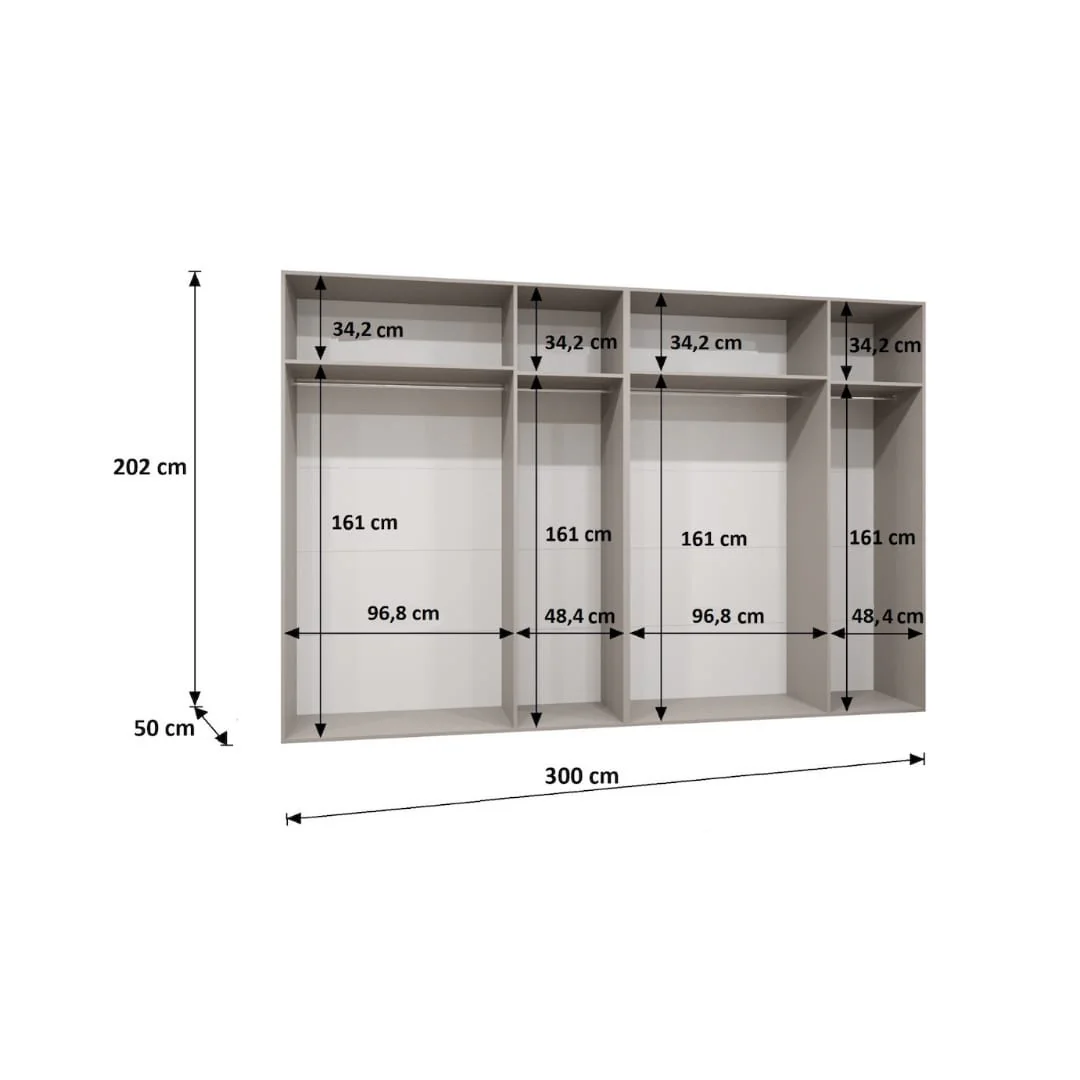 Bari I Hinged Door Wardrobe 300cm - Image 5