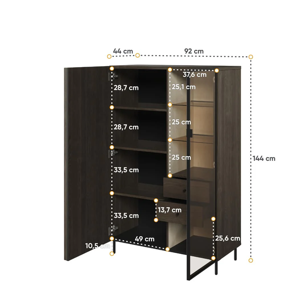 Piemonte PE-06 Display Cabinet 92cm - Image 5