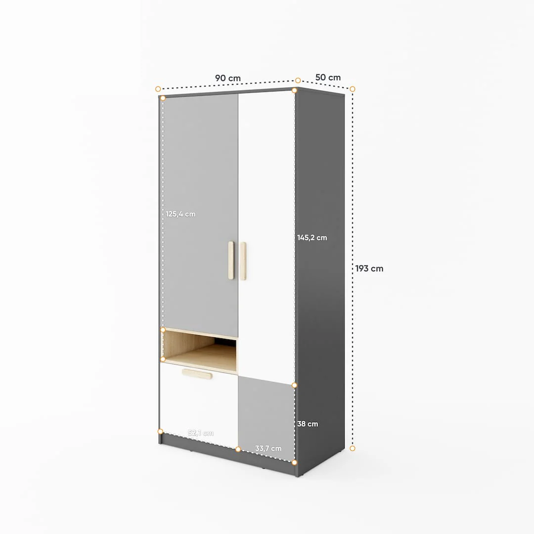 Pok PO-02 Hinged Wardrobe 90cm - Image 3