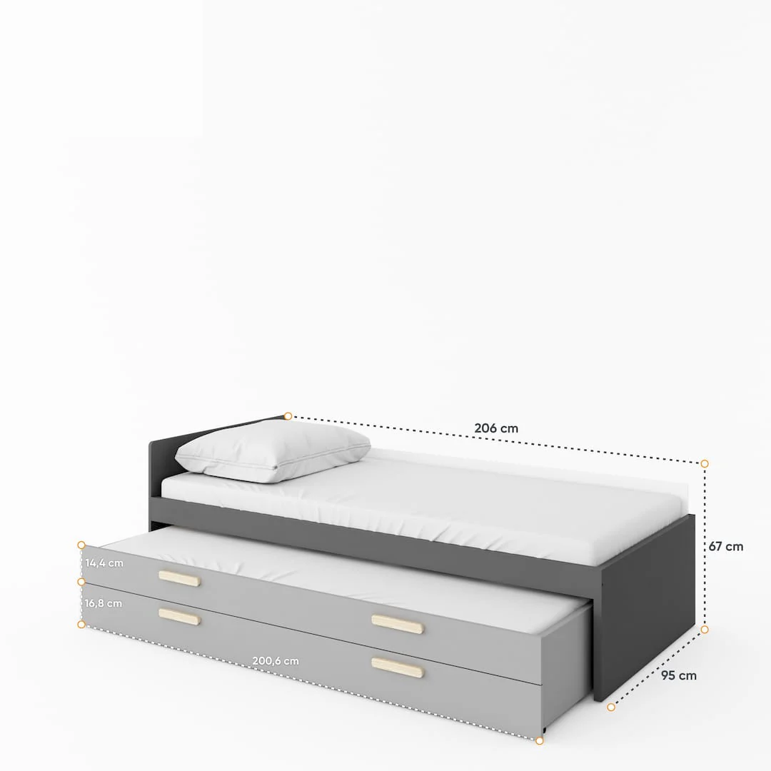 Pok PO-14 Bed with Trundle and Drawer - Image 3
