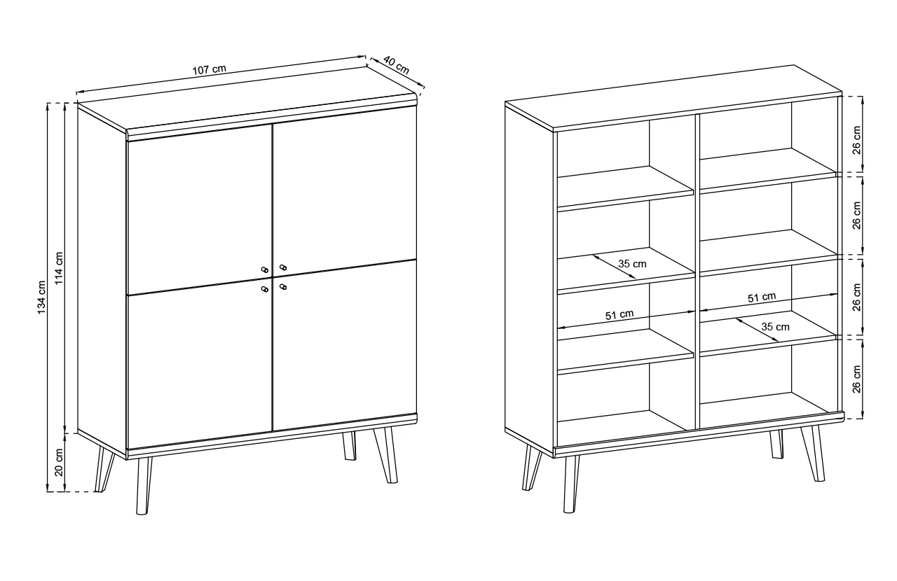 Primo Highboard Cabinet 107cm - Image 5