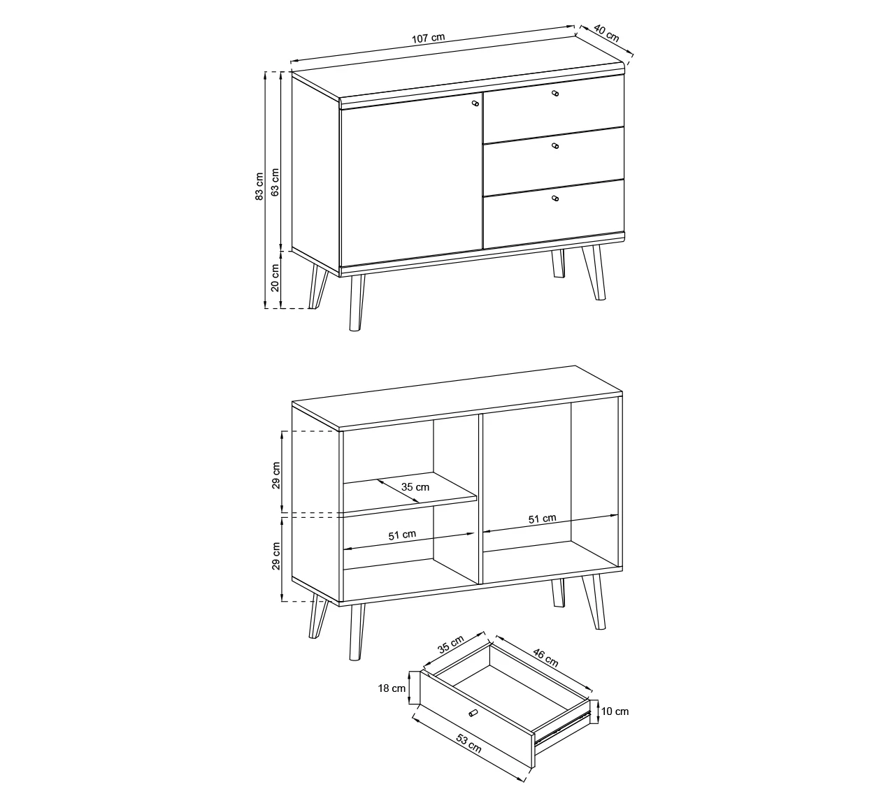 Primo Sideboard Cabinet 107cm - Image 5