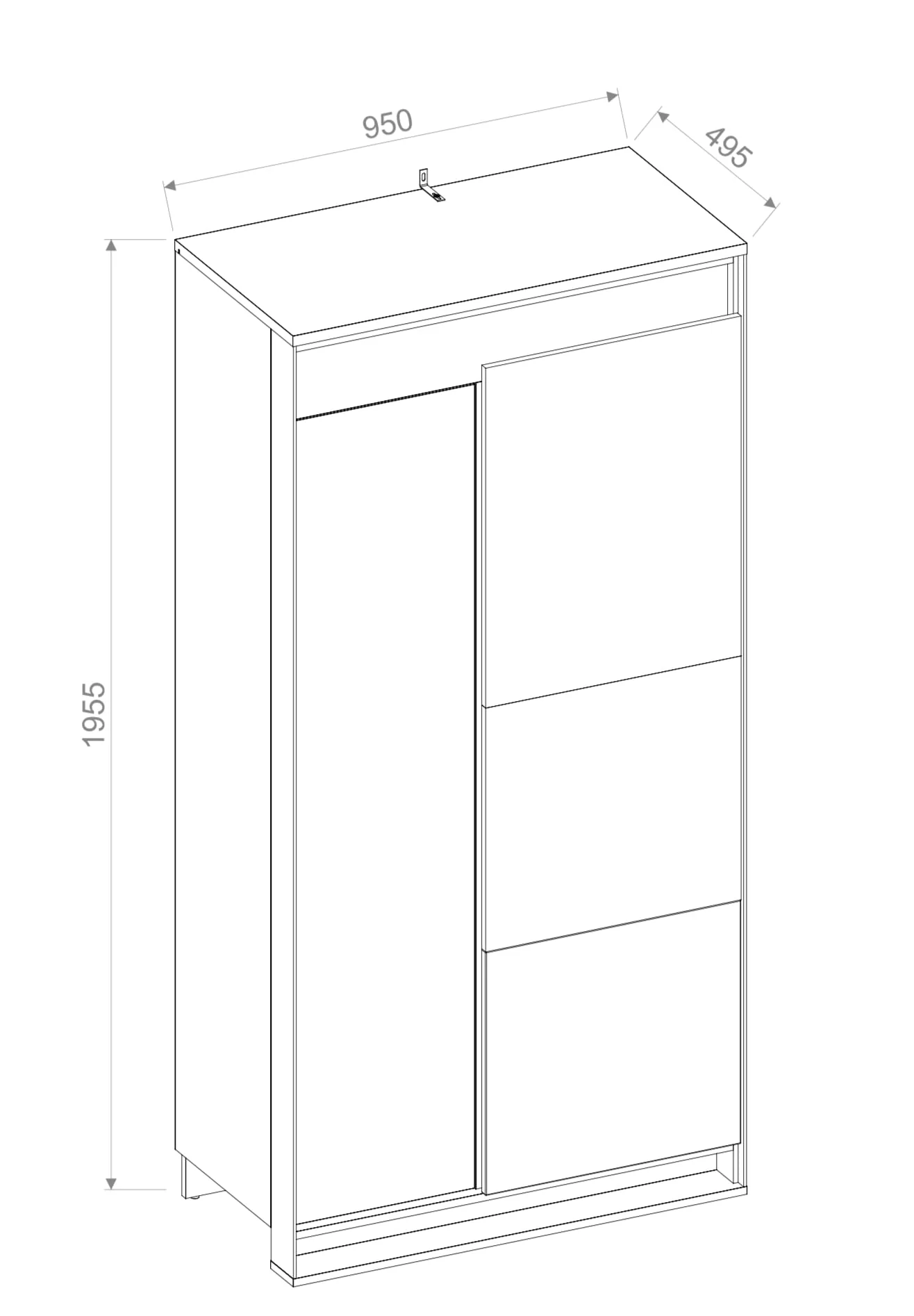 Quant QA-01 Hinged Wardrobe 95cm - Image 3