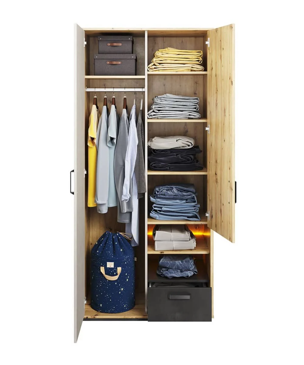 Qubic 03 Hinged Wardrobe 90cm with LED - Image 4