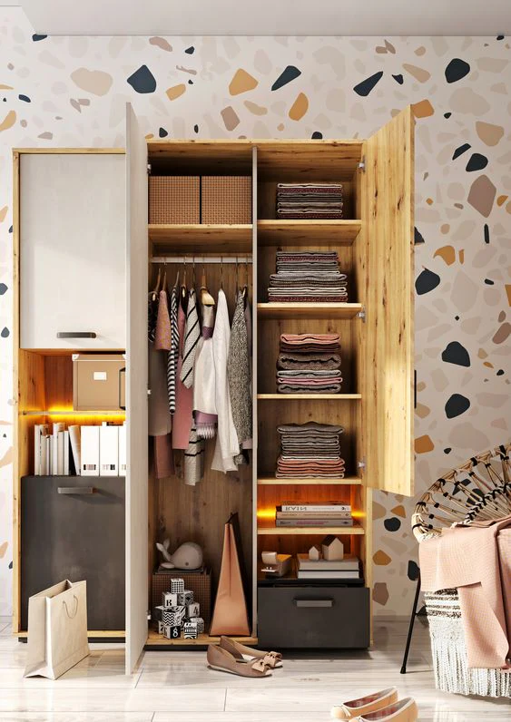 Qubic 03 Hinged Wardrobe 90cm with LED - Image 5