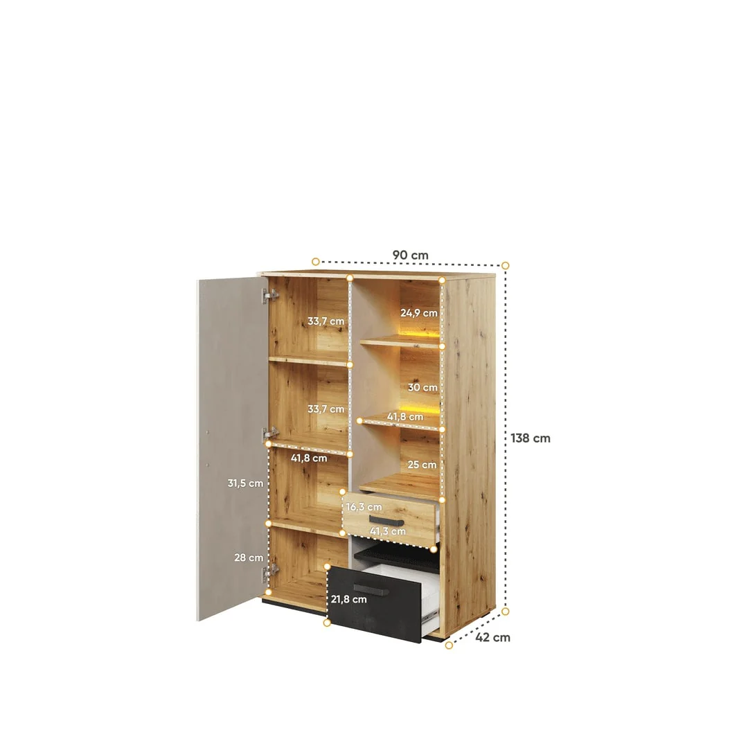Qubic 05 Storage Cabinet 90cm with LED - Image 3