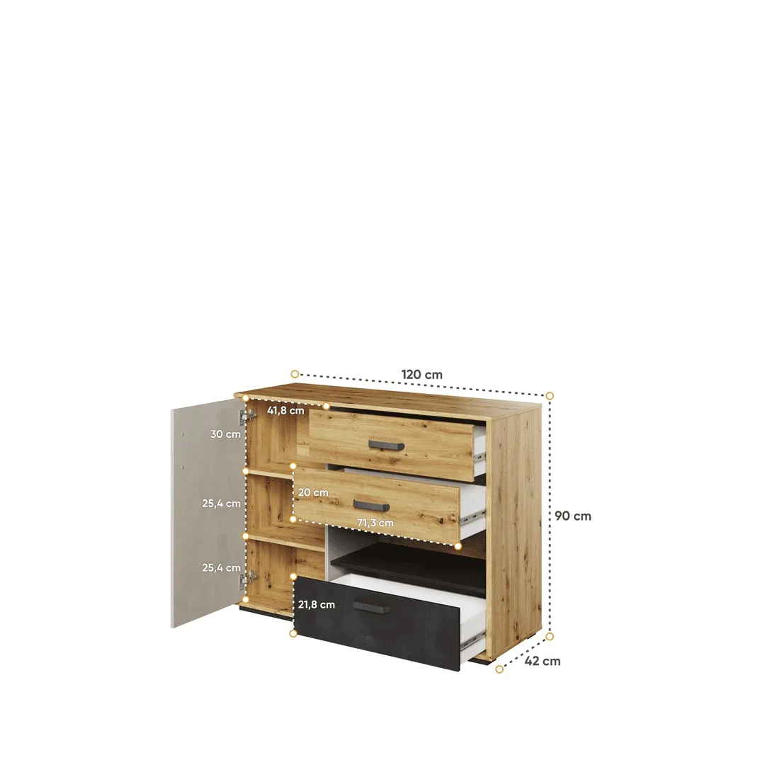 Qubic 07 Sideboard Cabinet 120cm - Image 3