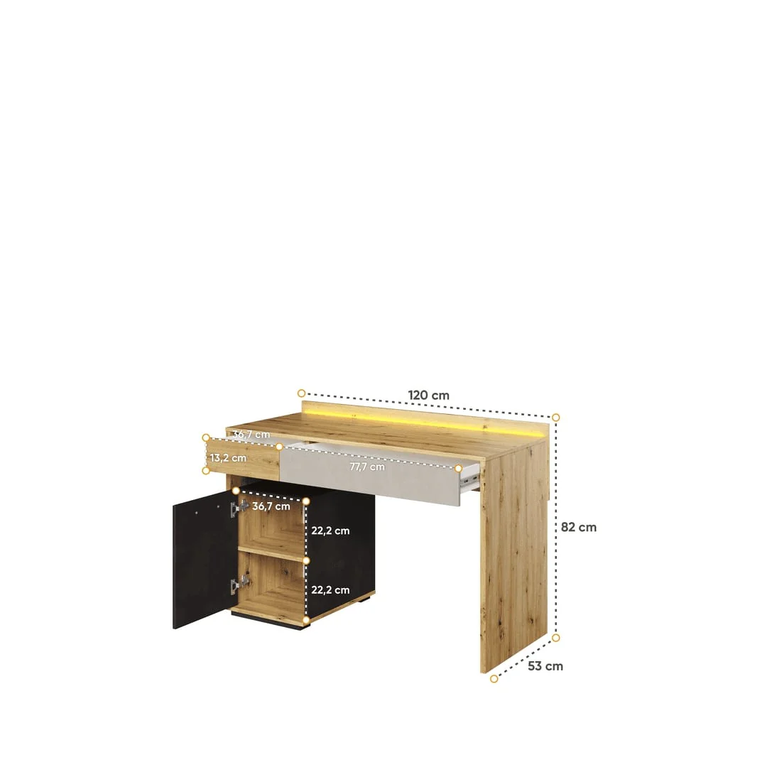 Qubic 08 Desk 120cm with LED - Image 3