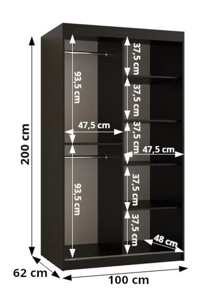 Ramiro II Sliding Door Wardrobe 100cm - Image 5